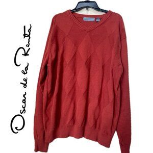 OSCAR DE LA RENTA SWEATER KNITTED 100% COTTON SZ XXL RED JUMPER AESTHETIC CORE